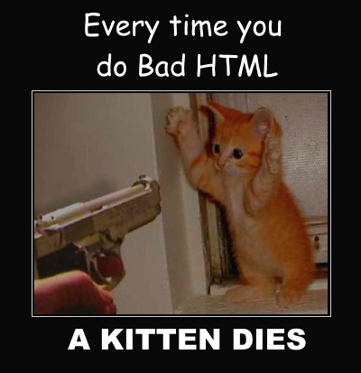 Bad HTML every time a kitten dies